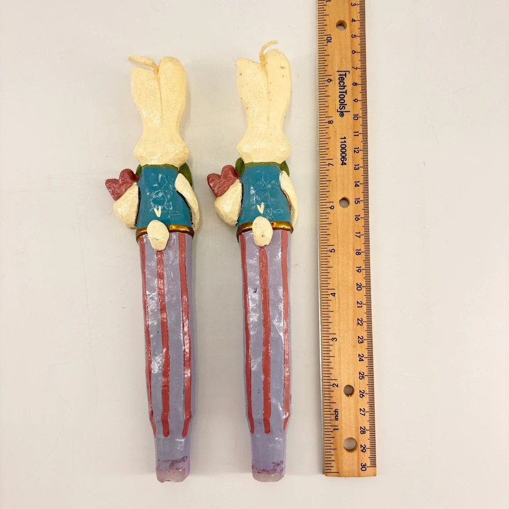 Vintage Kurt Adler Easter Bunny Taper Candles NIB‎ Set of 2 Kandy's Folk Art 9